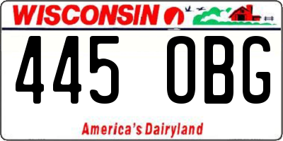 WI license plate 445OBG