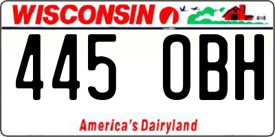 WI license plate 445OBH