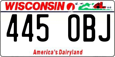 WI license plate 445OBJ