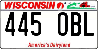 WI license plate 445OBL