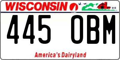 WI license plate 445OBM