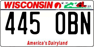 WI license plate 445OBN