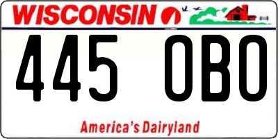 WI license plate 445OBO