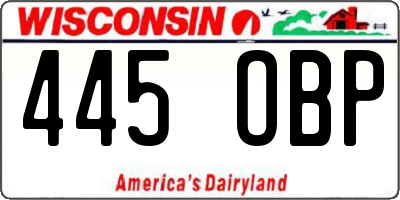 WI license plate 445OBP