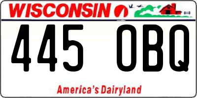 WI license plate 445OBQ