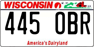 WI license plate 445OBR