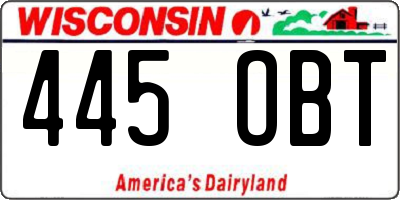 WI license plate 445OBT
