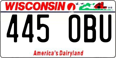 WI license plate 445OBU