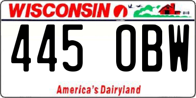 WI license plate 445OBW