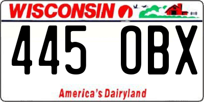WI license plate 445OBX