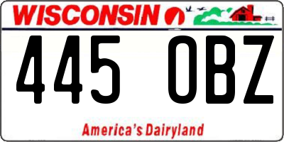 WI license plate 445OBZ