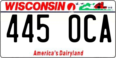WI license plate 445OCA