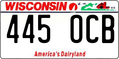 WI license plate 445OCB