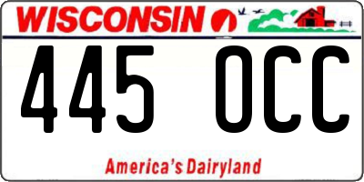 WI license plate 445OCC