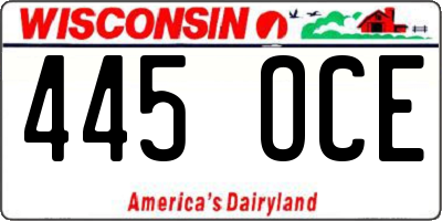 WI license plate 445OCE