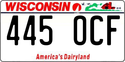 WI license plate 445OCF