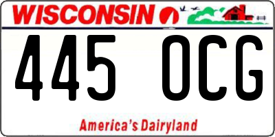 WI license plate 445OCG