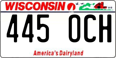 WI license plate 445OCH