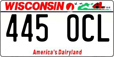 WI license plate 445OCL