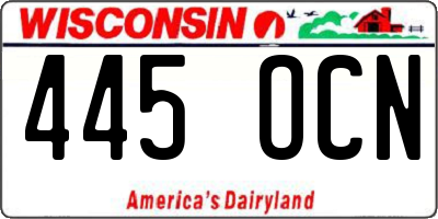 WI license plate 445OCN
