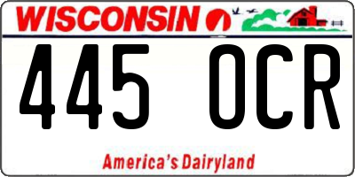 WI license plate 445OCR