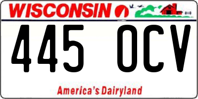 WI license plate 445OCV