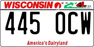 WI license plate 445OCW