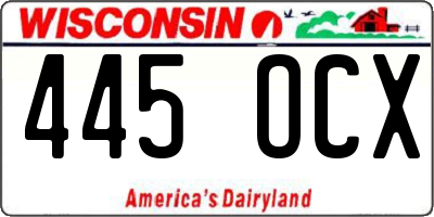 WI license plate 445OCX