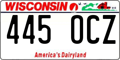WI license plate 445OCZ