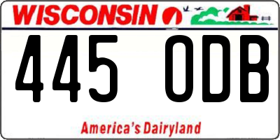 WI license plate 445ODB
