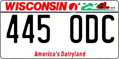 WI license plate 445ODC