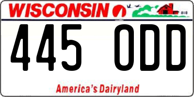 WI license plate 445ODD