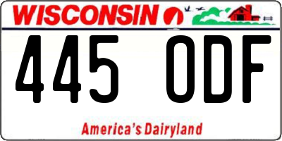 WI license plate 445ODF