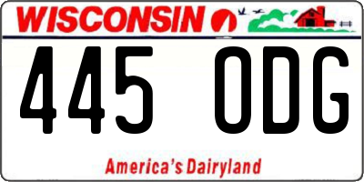 WI license plate 445ODG