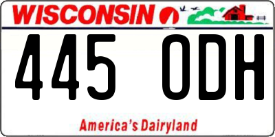WI license plate 445ODH