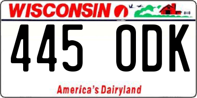 WI license plate 445ODK