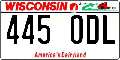 WI license plate 445ODL
