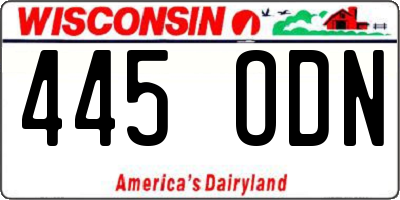WI license plate 445ODN