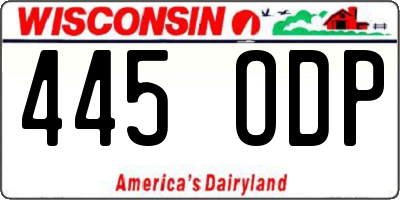 WI license plate 445ODP