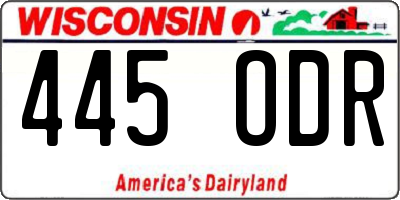 WI license plate 445ODR