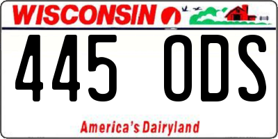 WI license plate 445ODS