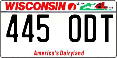 WI license plate 445ODT