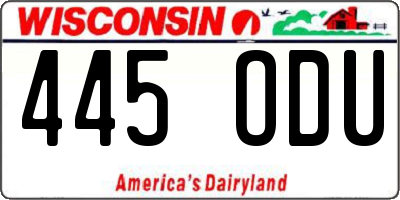 WI license plate 445ODU