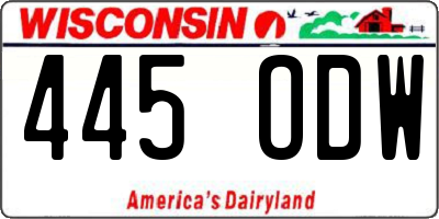 WI license plate 445ODW