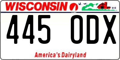 WI license plate 445ODX