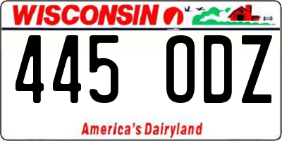 WI license plate 445ODZ