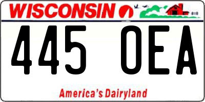 WI license plate 445OEA