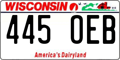 WI license plate 445OEB