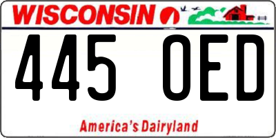 WI license plate 445OED