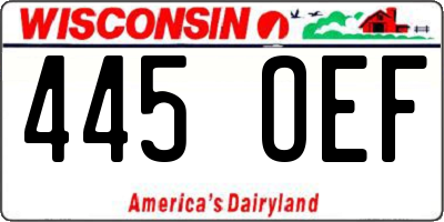 WI license plate 445OEF